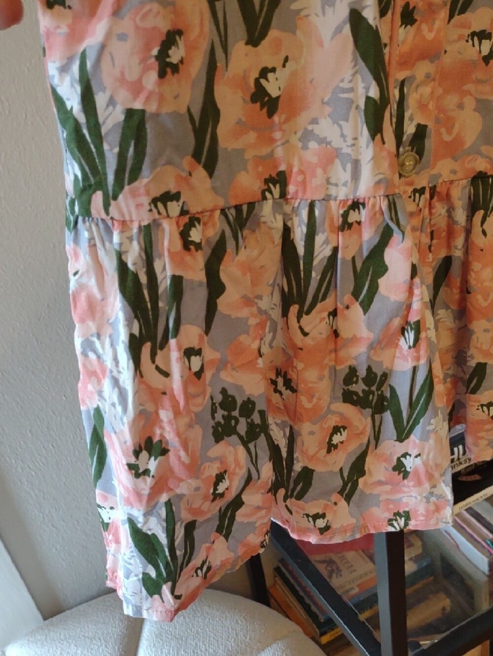 Drop Waist Floral Button-Front Ruffle Dress - Picture 6 of 7